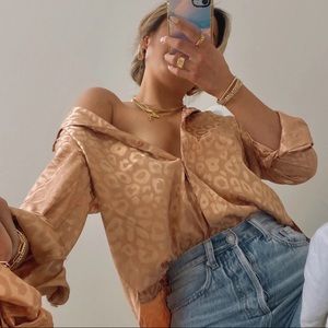 12th Tribe Gold Rush Leopard Blouse